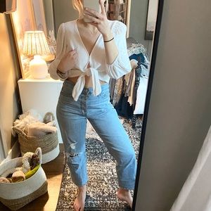 Abercrombie Tie Front Linen Top